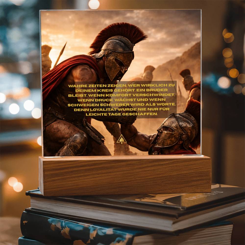 Square acrylic LED plaque with best friends themed design on wooden light base, symbolizing loyalty, support, and meaningful friendship gift for special occasions.