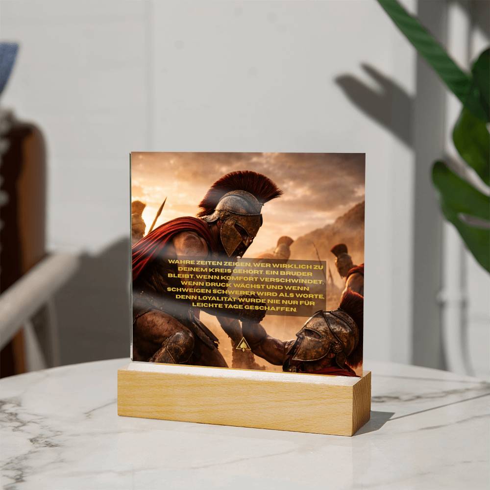 Square acrylic LED plaque with best friends themed design on wooden light base, symbolizing loyalty, support, and meaningful friendship gift for special occasions.