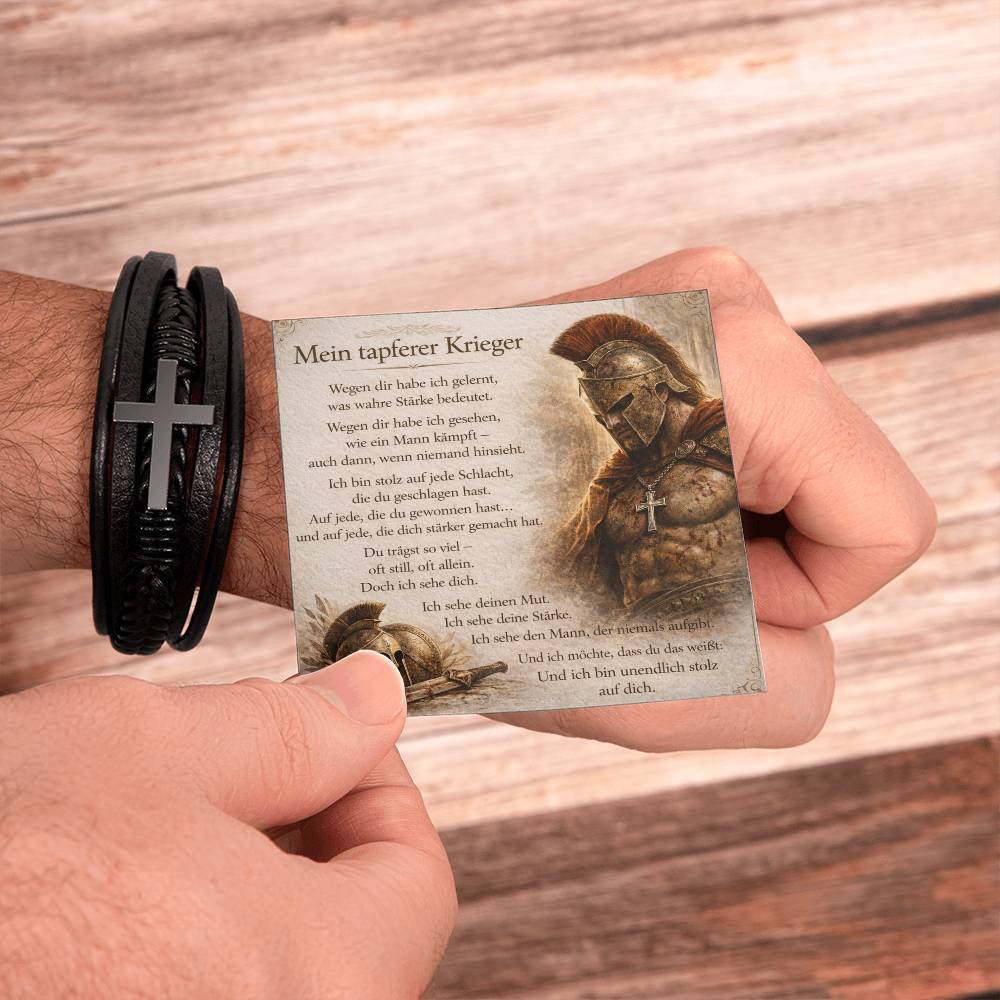 Herren Kreuz Lederarmband – Geschenk für Mann | Edelstahl & Leder