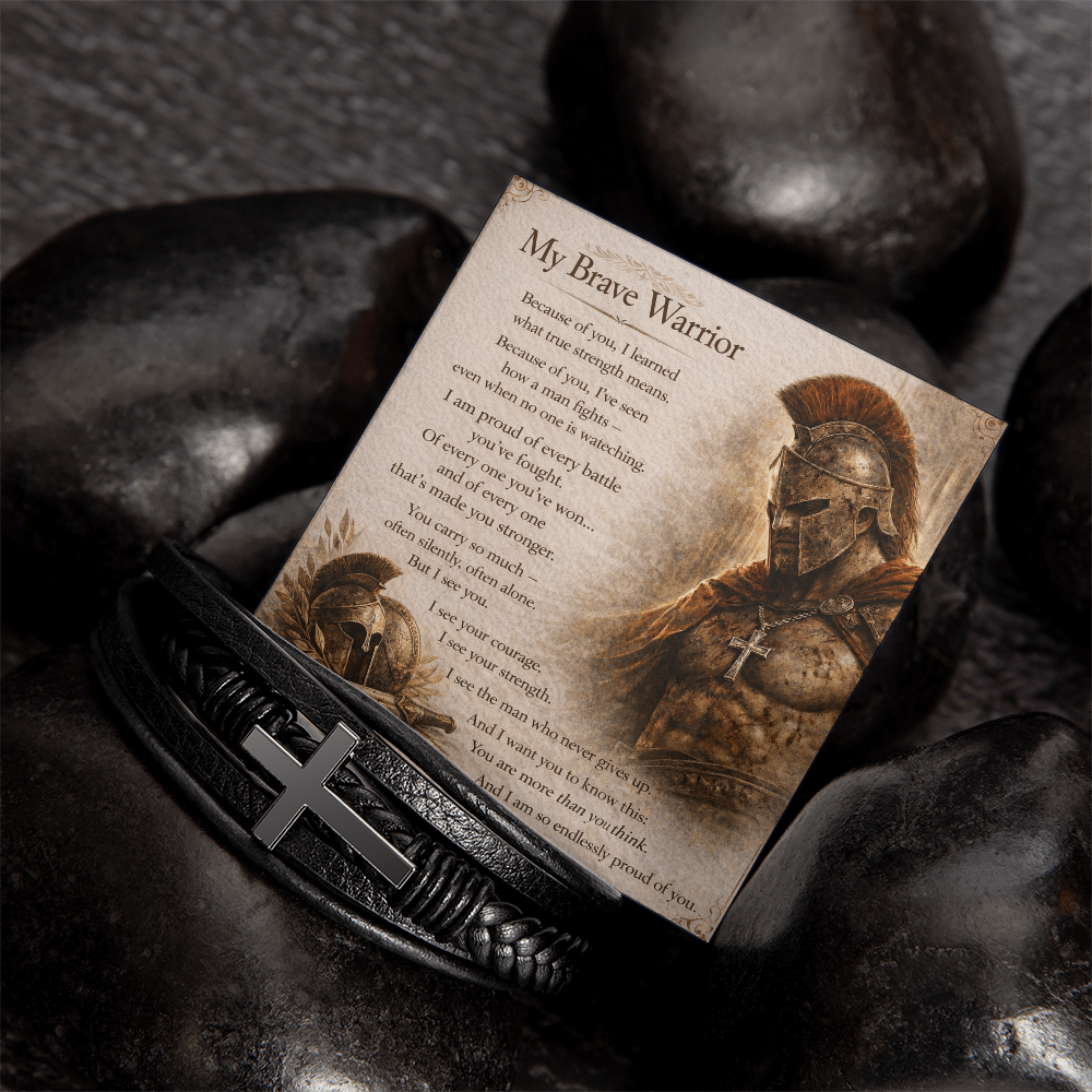 Herren Kreuz Lederarmband – Geschenk für Mann | Edelstahl & Leder