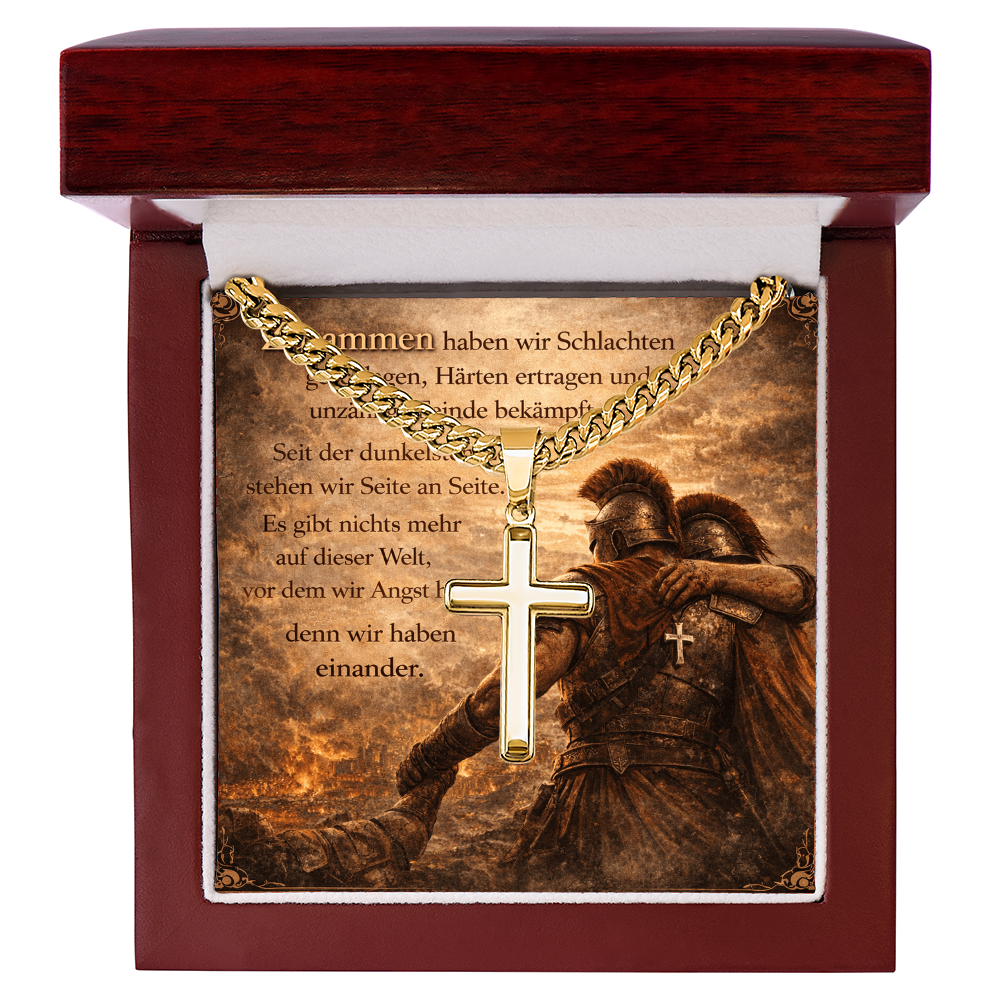 Kreuz Halskette Herren – Geschenk für Bruder & Freund | Cuban Link