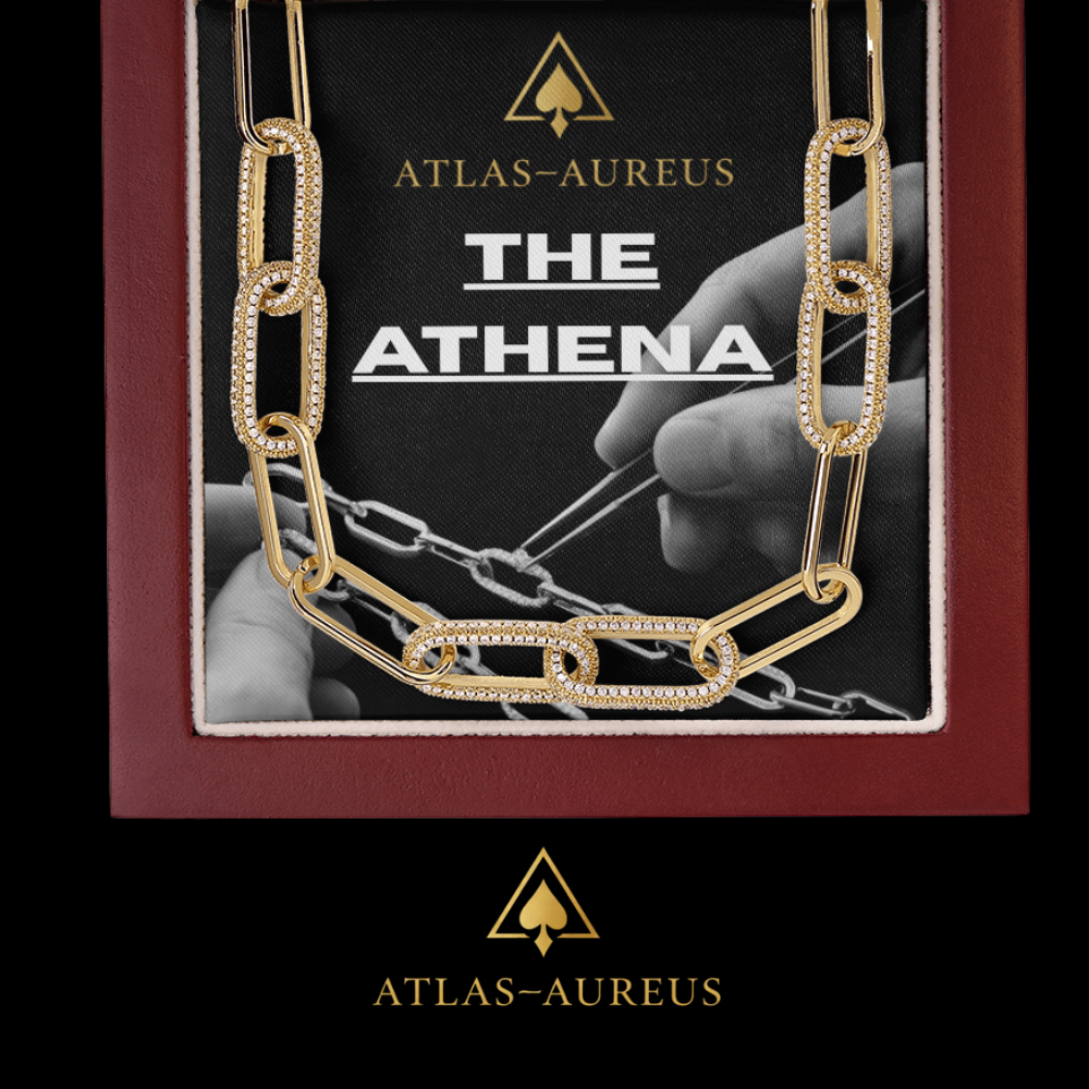 Paperclip-Kette mit 18k Gelbgold-Finish und 700 CZ-Kristallen in LED-Luxusbox