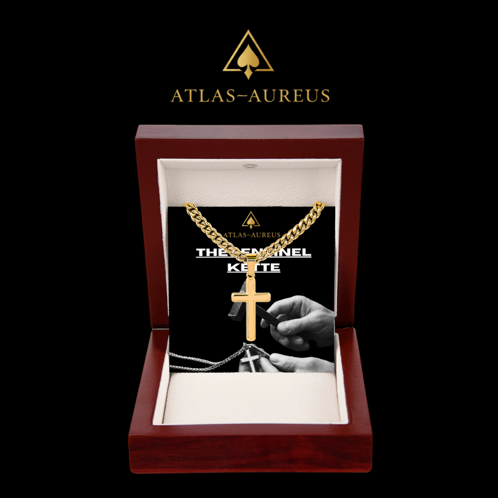 Unisex Kreuzkette mit verstellbarer Cuban Link Kette in 18k Gold oder poliertem Edelstahl