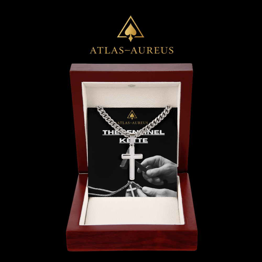 Unisex Kreuzkette mit verstellbarer Cuban Link Kette in 18k Gold oder poliertem Edelstahl