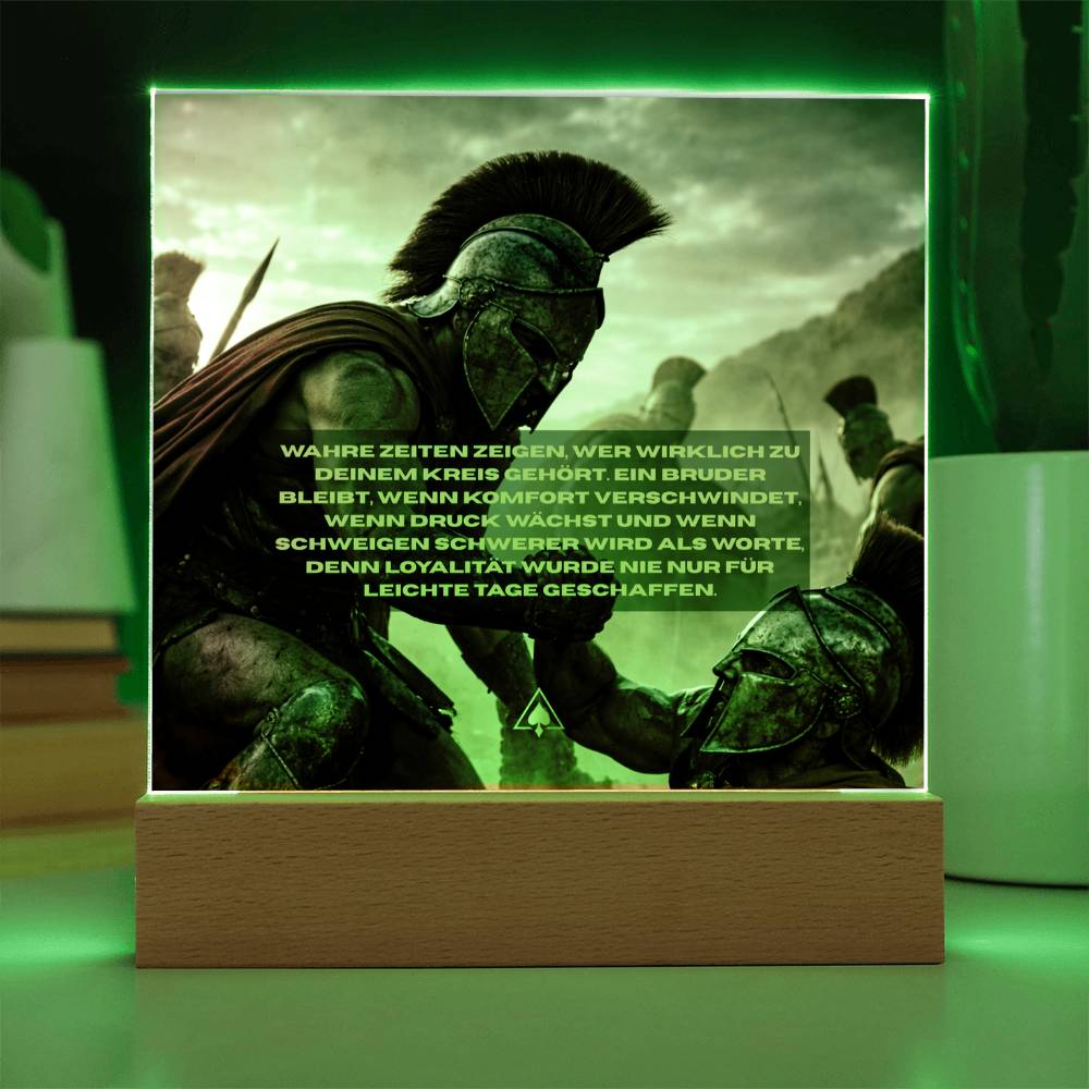 Square acrylic LED plaque with best friends themed design on wooden light base, symbolizing loyalty, support, and meaningful friendship gift for special occasions.