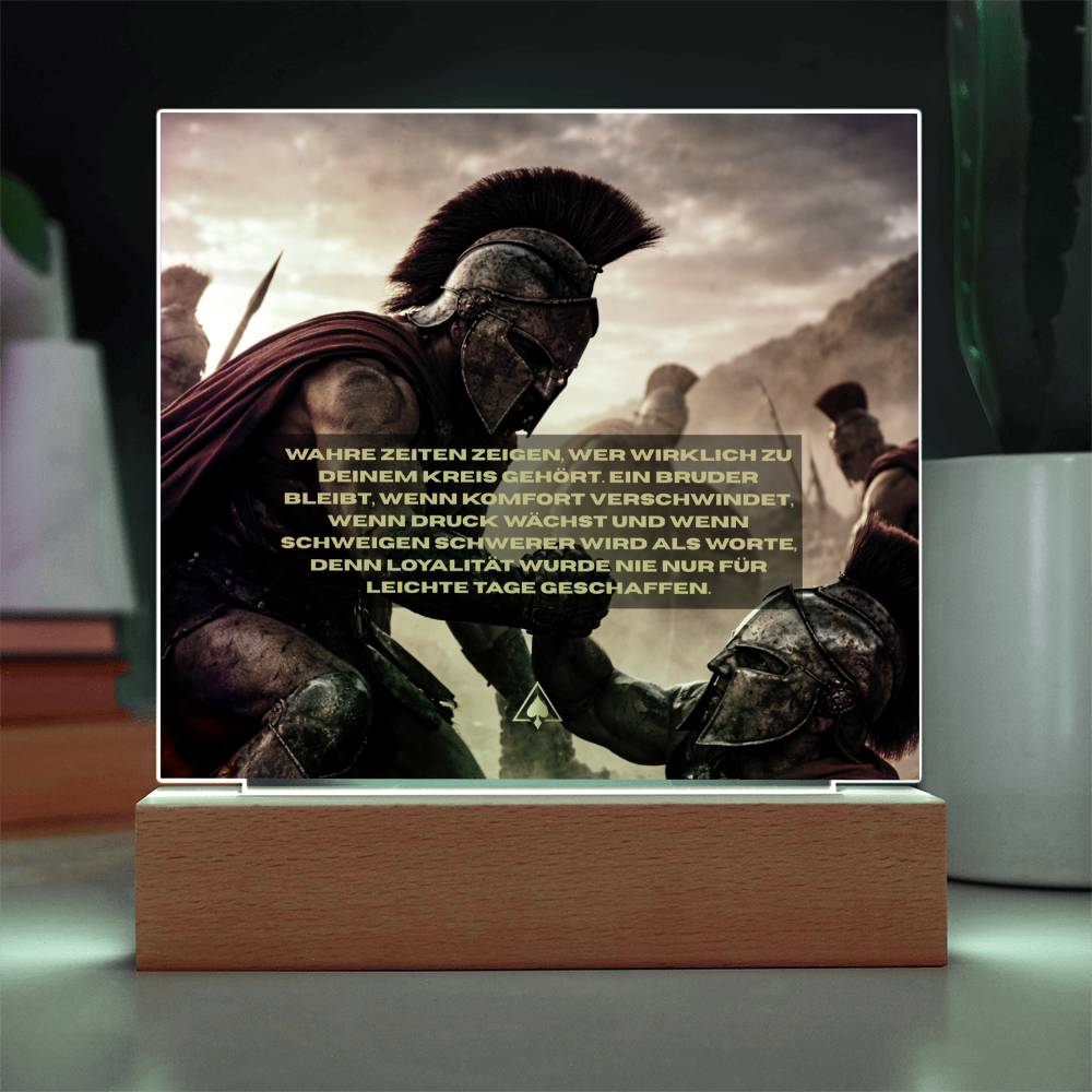 Square acrylic LED plaque with best friends themed design on wooden light base, symbolizing loyalty, support, and meaningful friendship gift for special occasions.