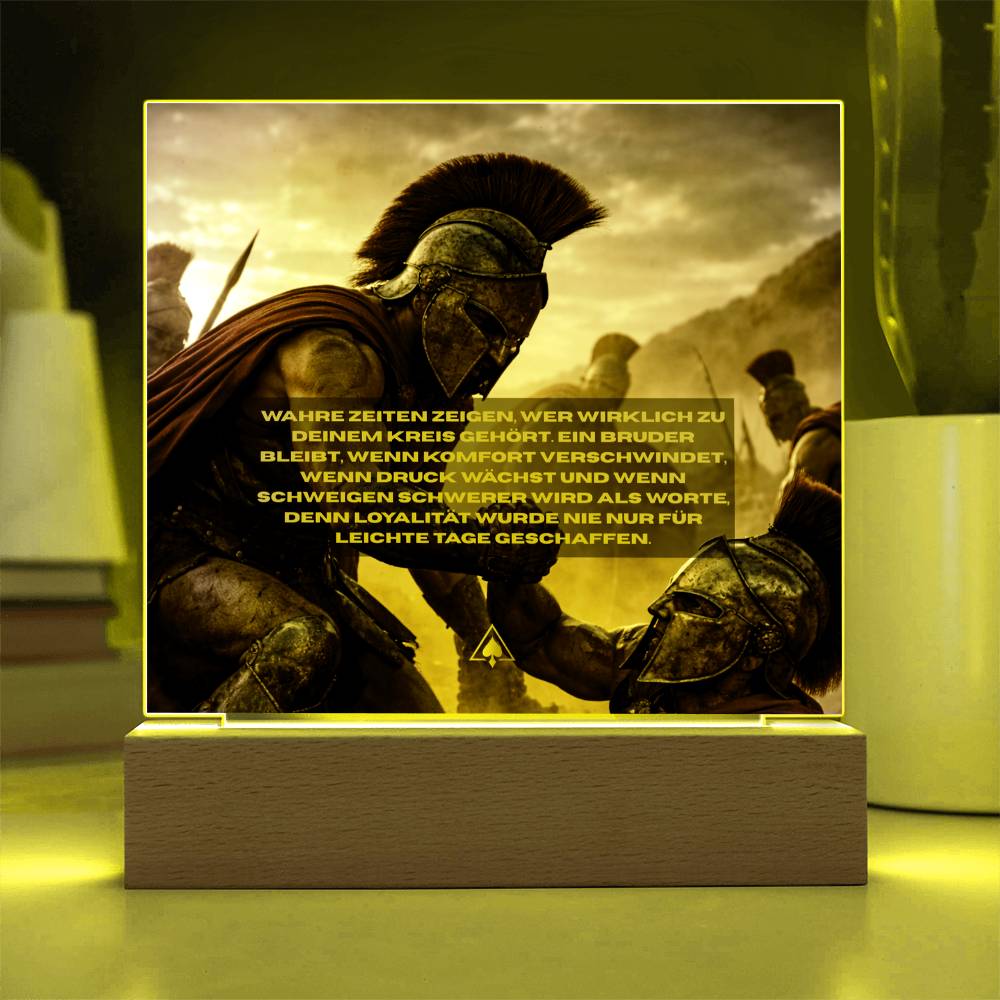 Square acrylic LED plaque with best friends themed design on wooden light base, symbolizing loyalty, support, and meaningful friendship gift for special occasions.